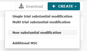 Drop down menu for non-substantielle ændringer i CTIS