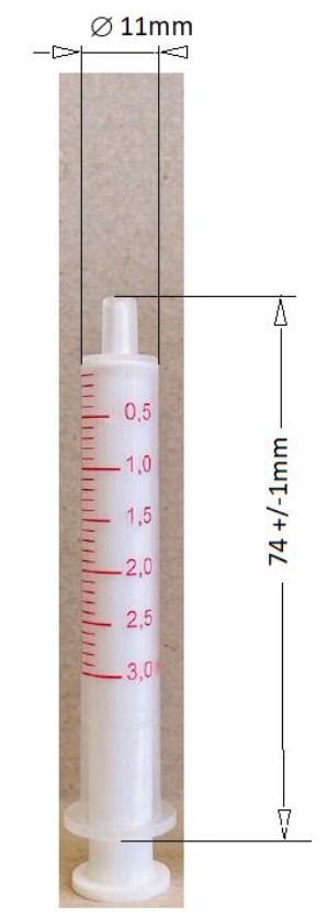 Gammel 3 milliliter doseringssprøjte