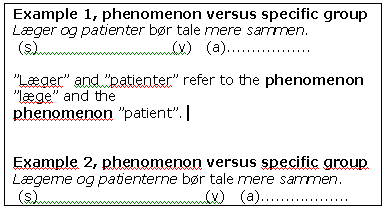 Example, phenomenon versus specifik group